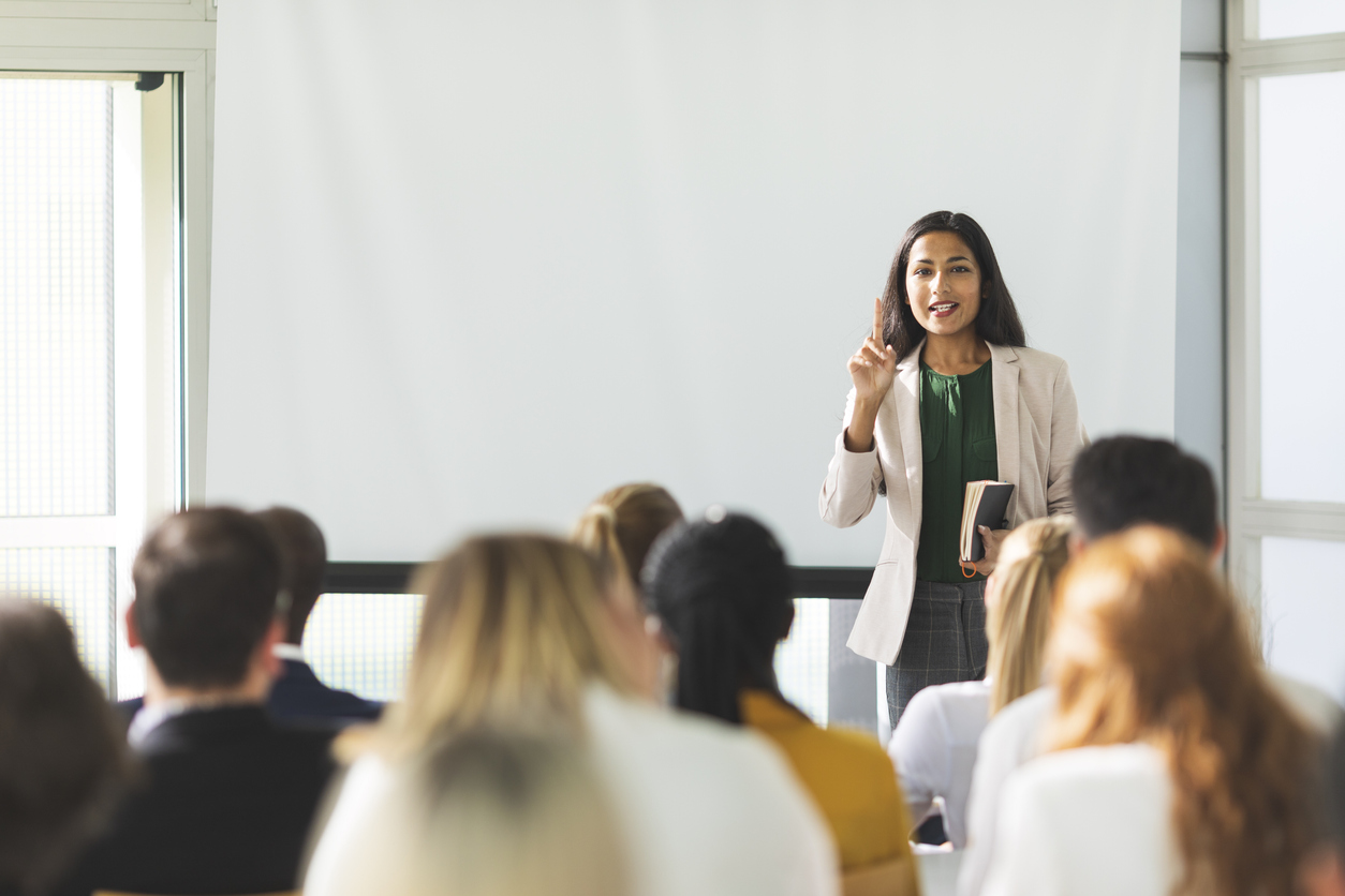 A Training and Development Manager Leads a Presentation.